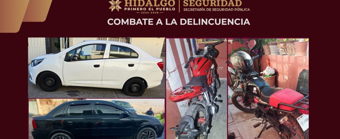SSPH ejecuta dos cateos simultáneos en Tulancingo; asegura a dos hombres, vehículos robados y presunto narcótico