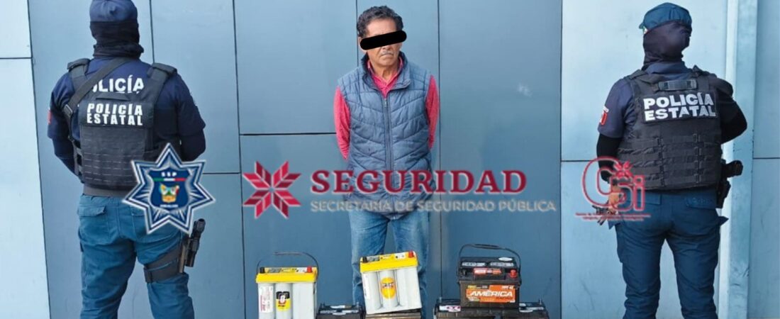 SSPH asegura a una persona y recupera acumuladores para automóvil