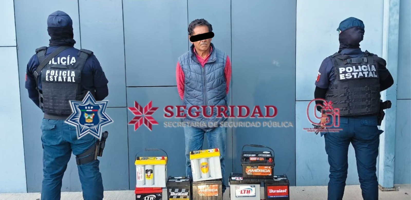 SSPH asegura a una persona y recupera acumuladores para automóvil