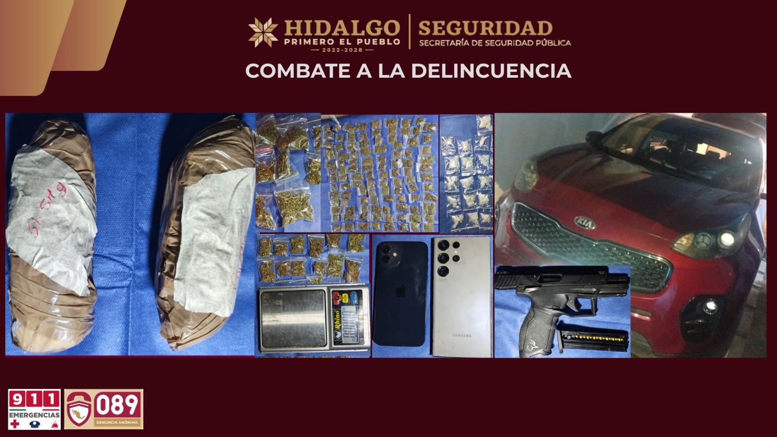 Asegura SSPH más de mil 800 dosis de droga tras cateo en Mineral de la Reforma