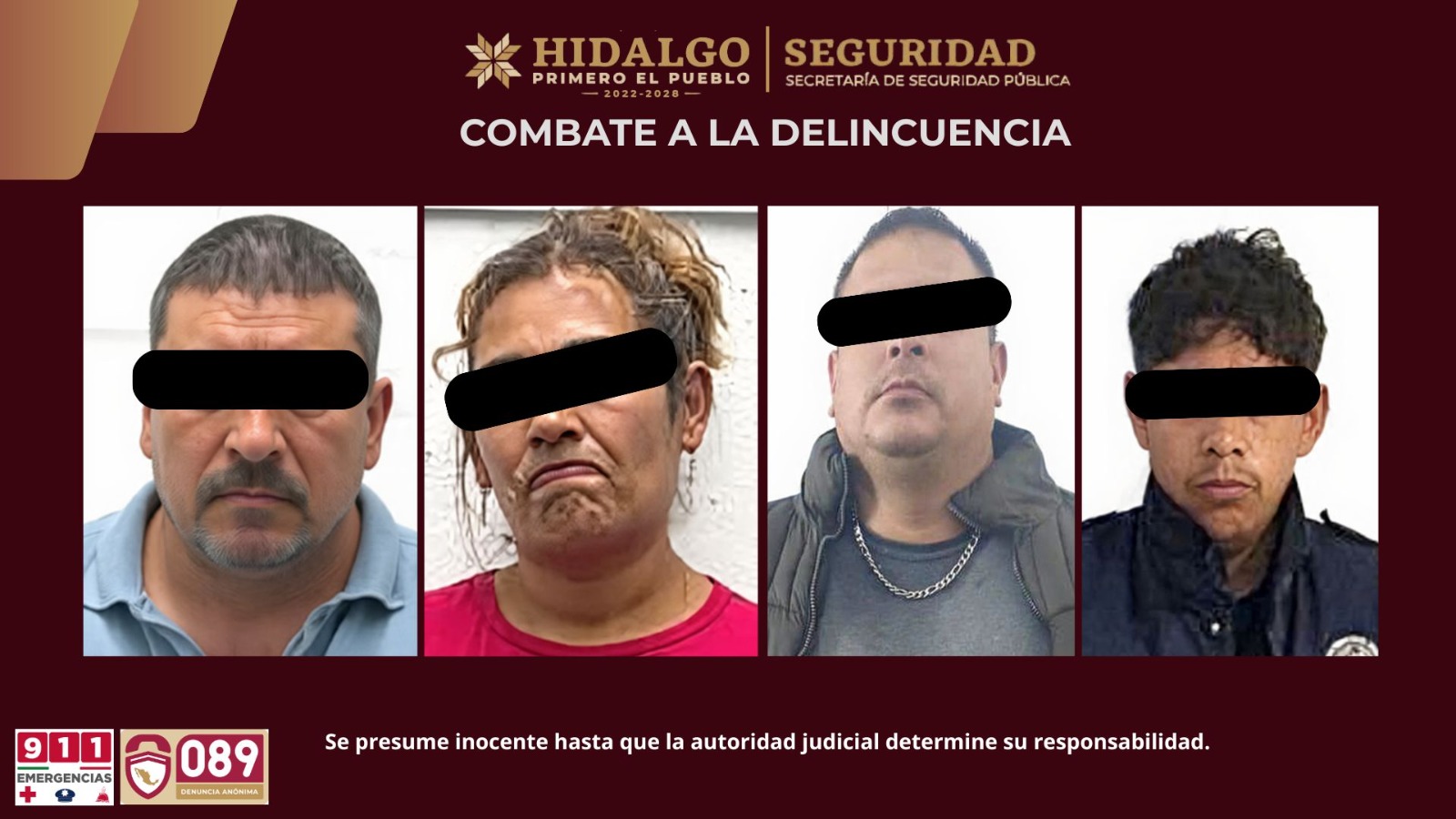 Con operativos simultáneos, SSPH asegura a cuatro sujetos por narcomenudeo y robo en Hidalgo