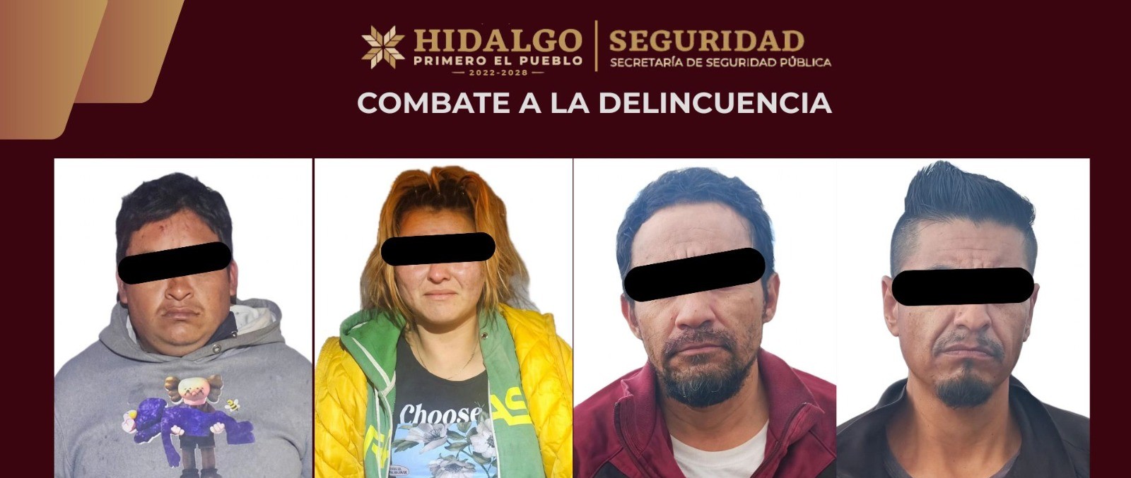 Asegura SSPH a cuatro personas relacionadas con robos a negocios en Mineral de la Reforma