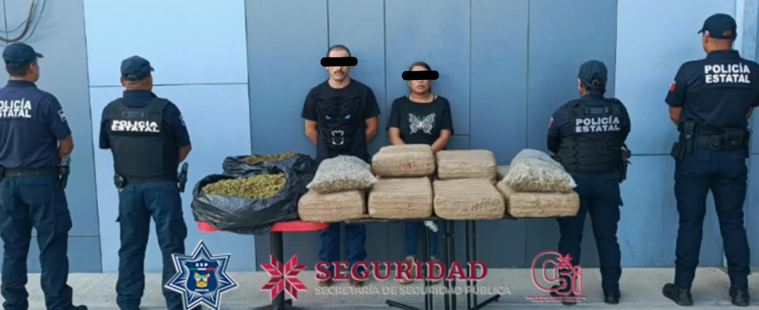 SSPH detiene a pareja que trasladaba 72 kilos de marihuana 